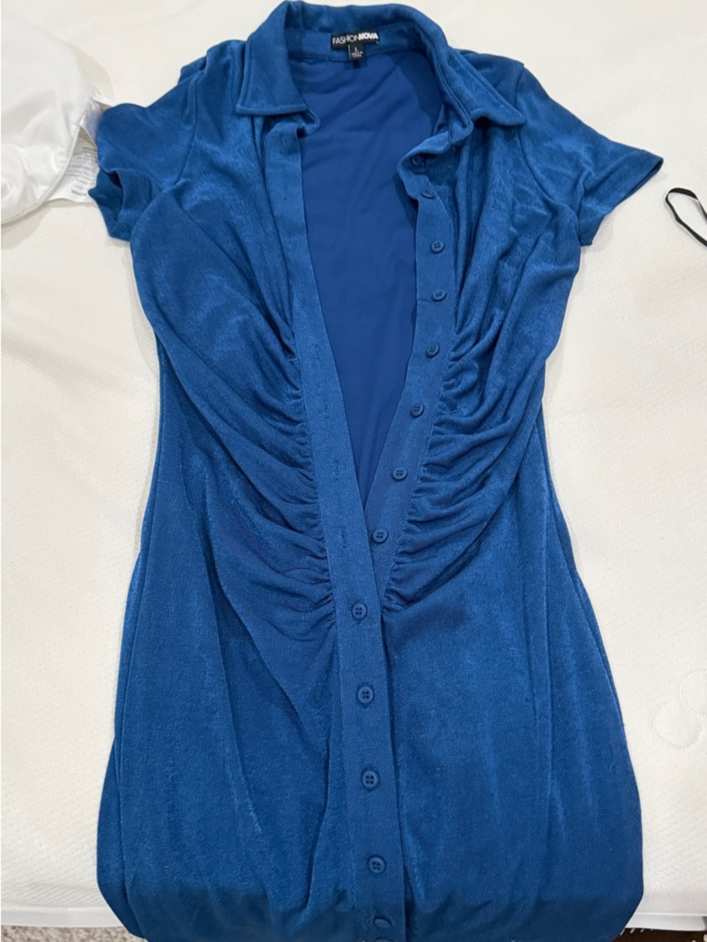 Fashion Nova Royal Blue Button-Up Collared Top